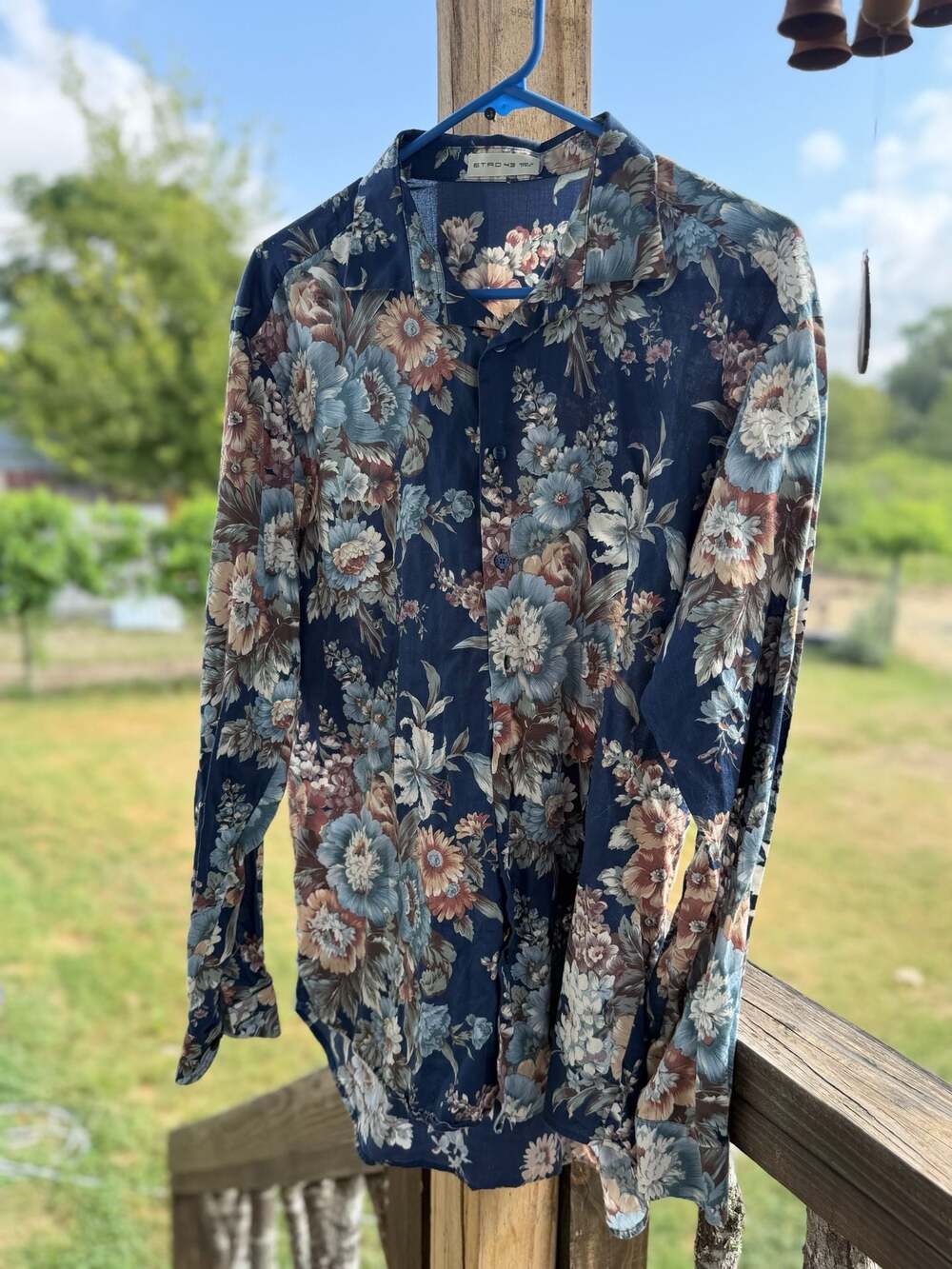 Etro Floral Button-Up Shirt in Navy